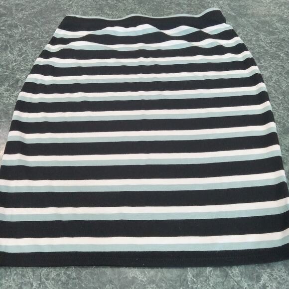 Max Studio Horizontal Stripe Knit Skirt Women's Size Small Teal Black White Euc - Picture 1 of 9